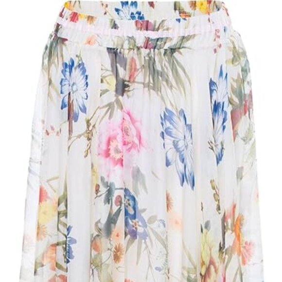 Summer Full Length Boho Floral Print Pleated Chiffon Long Maxi Skirt - Picture 2 of 4